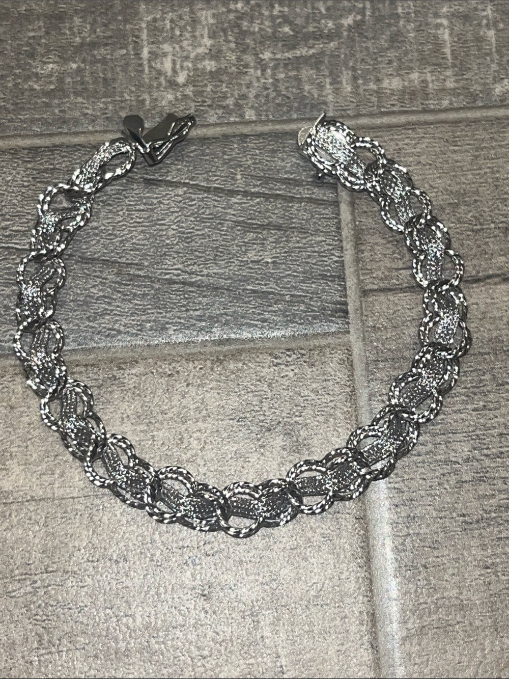 Textured Silver Rope Link Bracelet for Women